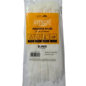 PRECINTO DE NYLON 4.8MM X200MM - BLANCO X 100 UNIDADES INTECK - Vista 2