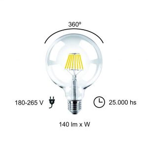 LAMPARA GLOBO FILAMENTO LED 8W E27 DIMERIZABLE MACROLED - Vista 5