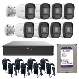 KIT SEGURIDAD UNIVIEW XVR +  DISCO 1TB + 8 CAMARAS HD 2 MPX C/ FUENTE INCLUIDA