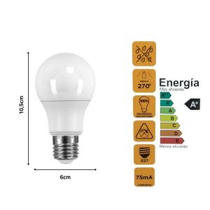 LAMPARA BULBO LED 9 WATT CANDELA COLOR FRIO X5 UNIDADES - Vista 3