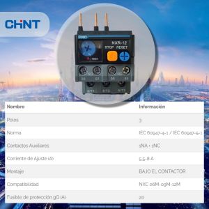 RELEVO TERMICO 5 - 8A P/ MINI CONTACTOR (NXC 12M) CHINT - Vista 4