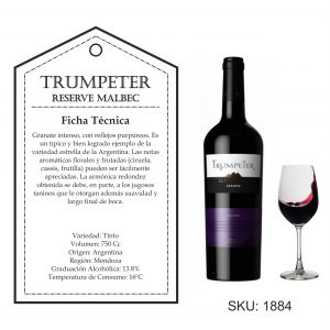 VINO TRUMPETER RESERVE MALBEC 750 CC - Vista 1