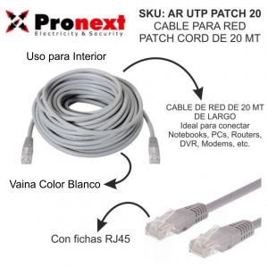 CABLE PARA RED PATCH CORD DE 20 METROS PRONEXT - Vista 1