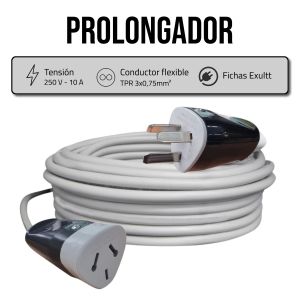 ALARGUE PROLONGADOR BLANCO 3X0.75 MM 3 MTS - Vista 1