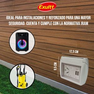 TAPA CAPSULADA EXTERIOR MEMBRANA + 1 USB DOBLE + 1 TOMA ESPECIAL 10A EXULTT - Vista 3