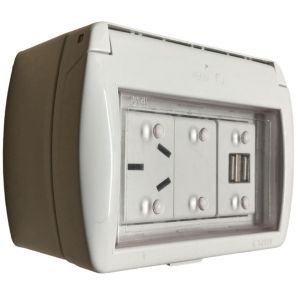 TAPA CAPSULADA EXTERIOR MEMBRANA APLICAR + 1 USB DOBLE + 1 TOMA 10A EXULTT