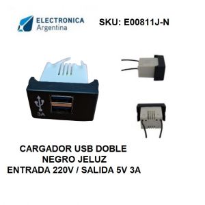 CARGADOR USB JELUZ VERONA 5V 3 AMPER DOBLE NEGRO - Vista 1