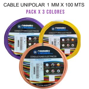 CABLE UNIPOLAR 1 MM X 100M PACK X 3 COLORES (NARANJA - VIOLETA - AMARILLO) - Vista 1