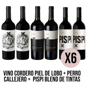 VINO 2 CORDERO PIEL DE LOBO + 2 PERRO CALLEJERO + 2 PISPI BLEND DE TINTAS - Vista 1