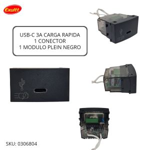 USB C 3A CARGA RAPIDA 1 CONECTOR 1 MOD PLEIN GRIS - Vista 2