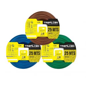 CABLE UNIPOLAR 1.5 MM TREFILCON X 25M PACK X 3 COLORES (MARRON - CELESTE - VERDE/AMARILLO)