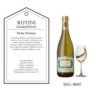 VINO RUTINI CHARDONNAY BLANCO 750 CC - Vista 1