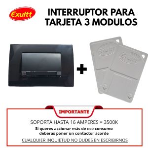 SET ARMADO INTERRUPTOR PARA TARJETA 3 MODULOS LINEA PLEIN ENIGMA NEGRO EXULTT - Vista 2