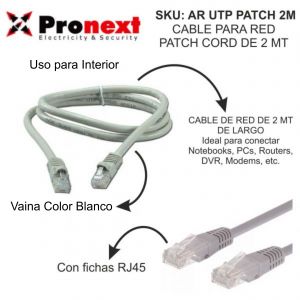 CABLE PARA RED PATCH CORD DE 2 METROS PRONEXT - Vista 1