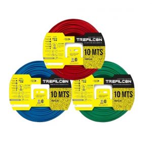 CABLE UNIPOLAR 2.5 MM TREFILCON X 10M PACK X 3 COLORES (ROJO- CELESTE - VERDE/AMARILLO)