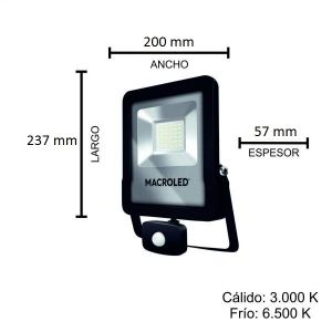 REFLECTOR LED SMD 50W IP65 CON SENSOR MOVIMIENTO MACROLED - Vista 6