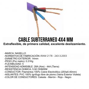 CABLE SUBTERRANEO 4X4 MM X METRO CONDUELEC - Vista 2