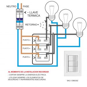 SET ARMADO  3 INTERRUPTORES (3 PUNTOS) LINEA URBANA EXULTT - Vista 1
