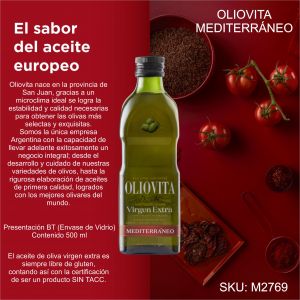 ACEITE DE OLIVA OLIOVITA MEDITERRANEO BT 500 ML X 12 UNIDADES - Vista 2