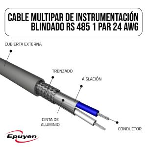 CABLE MULTIPAR DE INSTRUMENTACIÓN BLINDADO RS 485 1 PAR 24 AWG - Vista 1