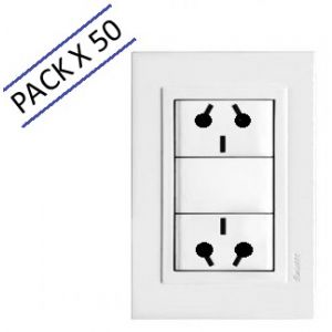 PACK 50 SET ARMADO TOMACORRIENTES DOBLE 10A (ESPECIAL) LINEA URBANA EXULTT - Vista 1