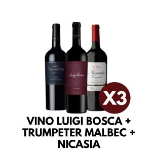 VINO LUIGI BOSCA + TRUMPETER MALBEC + NICASIA X3 UNIDADES - Vista 1