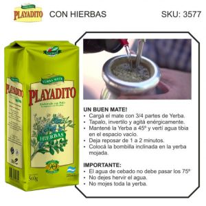 YERBA PLAYADITO C/HIERBAS 500 GR X 5 UNIDADES - Vista 3