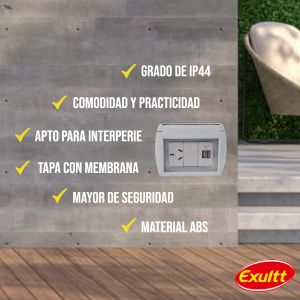 TAPA CAPSULADA EXTERIOR MEMBRANA APLICAR + 1 USB DOBLE + 1 TOMA 10A EXULTT - Vista 3