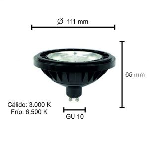 LAMPARA AR111 LED 11W 25º GU10 DE PVC GRIS MACROLED - Vista 4