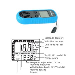 ANEMóMETRO DIGITAL TS-AN816 MIDE TEMPERATURA Y VIENTO PRONEXT - Vista 3