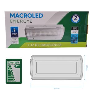 LUZ DE EMERGENCIA IP 65 PARA APLICAR O EMBUTIR 7000K MACROLED - Vista 3