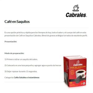 CAFE CABRALES EN SAQUITOS 18 U PACK X 18 CAJAS - Vista 2