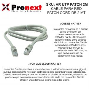 CABLE PARA RED PATCH CORD DE 2 METROS PRONEXT - Vista 2