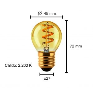 LAMPARA GOTA GOLDEN FILAMENTO LED 3W E27 MACROLED - Vista 2