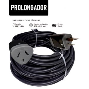 ALARGUE PROLONGADOR NEGRO 3X0.75 MM 50 MTS - Vista 1