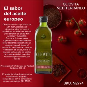 ACEITE DE OLIVA OLIOVITA MEDITERRANEO PET 500 ML X 6 UNIDADES - Vista 2