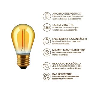 LAMPARA GOTA GOLDEN FILAMENTO LED 1W E27 MACROLED - Vista 4