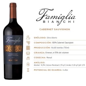 VINO BIANCHI FAMIGLIA CABERNET SAUVIGNON 750 ML - Vista 2