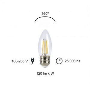 LAMPARA VELITA FILAMENTO LED 4W E27 MACROLED - Vista 5