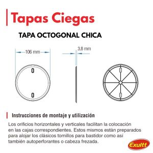 PACK X100 TAPA CIEGA PARA CAJA OCTOGONAL CHICA BLANCO EN DISPENSER - Vista 6