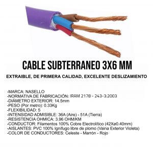 CABLE SUBTERRANEO 3X6 MM X METRO CONDUELEC - Vista 2