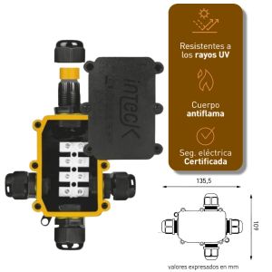 CAJA ESTANCA IP65 3 PINES CON PROTECCION UV 1 ENTRADA 3 SALIDAS INTEK - Vista 6