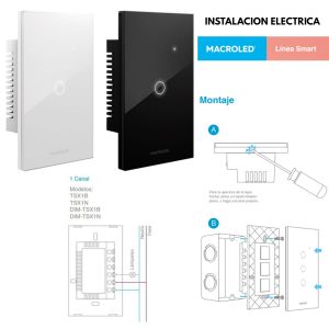 LLAVE LUZ PARED INTERRUPTOR WIFI TOUCH SMART 1 CANAL MACROLED - Vista 6