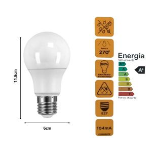 LAMPARA BULBO LED 12 WATT CANDELA COLOR FRIO X5 UNIDADES - Vista 3