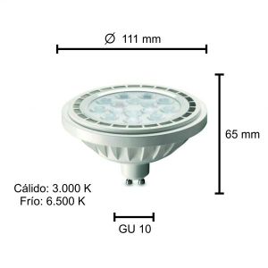 LAMPARA AR111 LED 11W GU10 DE PVC BLANCA MACROLED - Vista 4