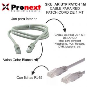 CABLE PARA RED PATCH CORD DE 1 METROS PRONEXT - Vista 1