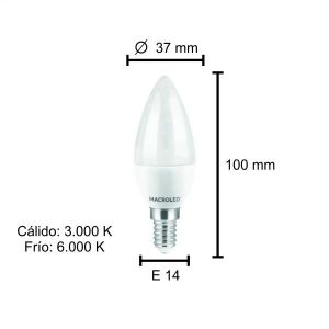 LAMPARA VELA LED 6W E14 MACROLED - Vista 4