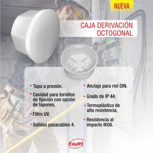 CAJA DERIVACION OCTOGONAL CON TAPA EXULTT - Vista 2