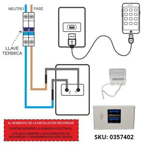 MODULO 1 CARGADOR USB 2A DOBLE CONECTOR LINEA URBANA EXULTT - Vista 2