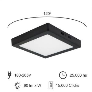 PANEL LED APLICAR CUADRADO 6W NEGRO MACROLED - Vista 6